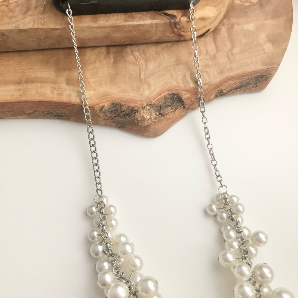New York & Company silver pearl cluster necklace - Picture 3 of 3